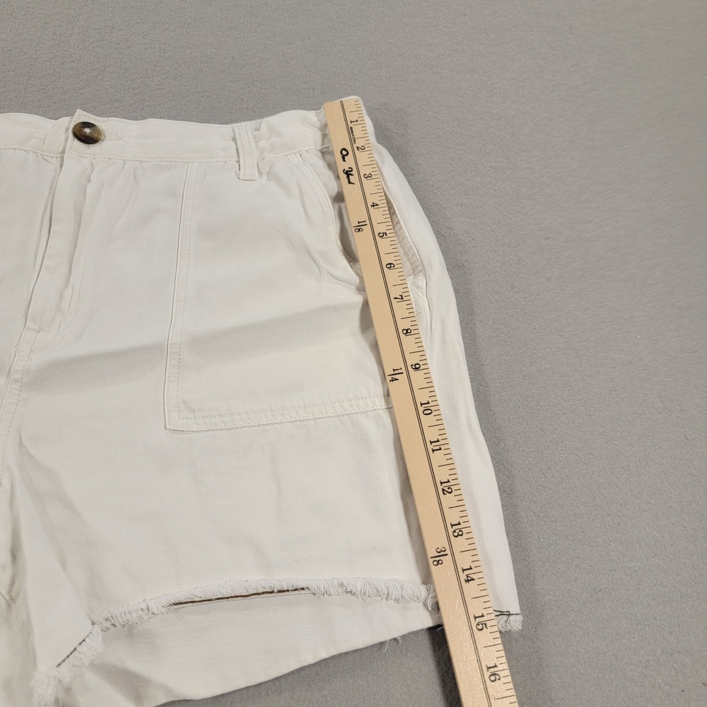 Aerie Denim Shorts High‎ Rise Raw Hem White Lightweight Women's XL Summer Casual - Picture 7 of 8